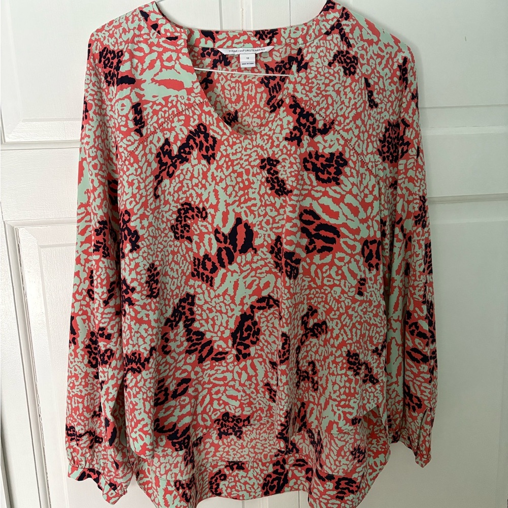Diane Von Furstenberg Maiko Silk Patterned Blouse